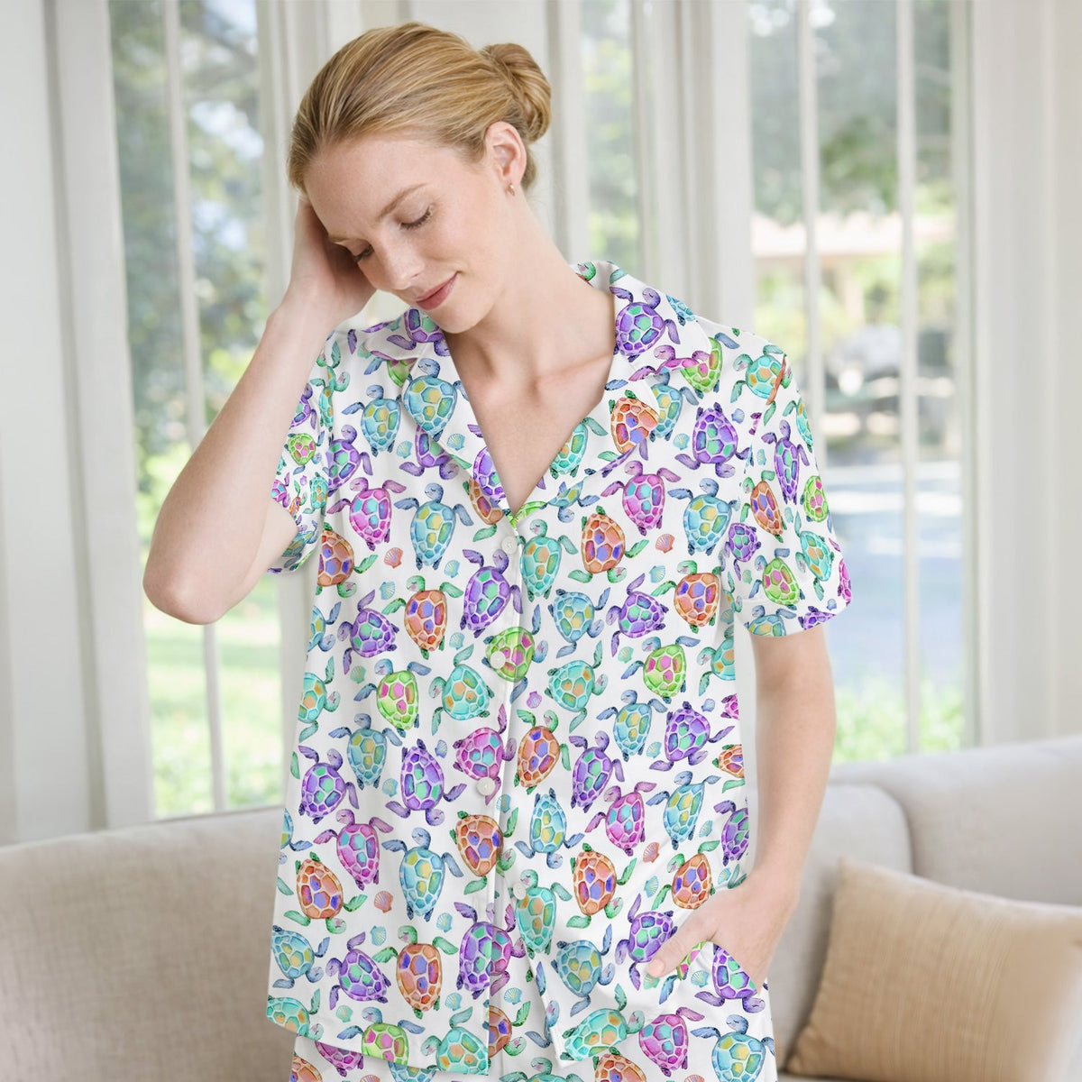 Colorful Sea Turtle Shell Pajama Set