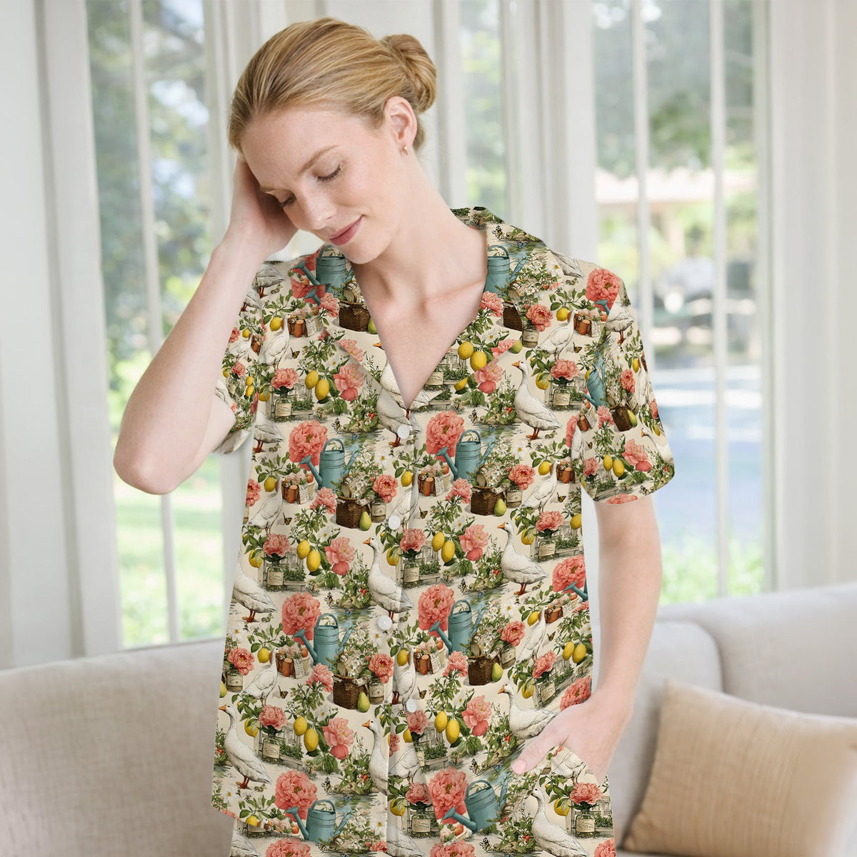 Vintage Goose Garden Floral Pajama Set