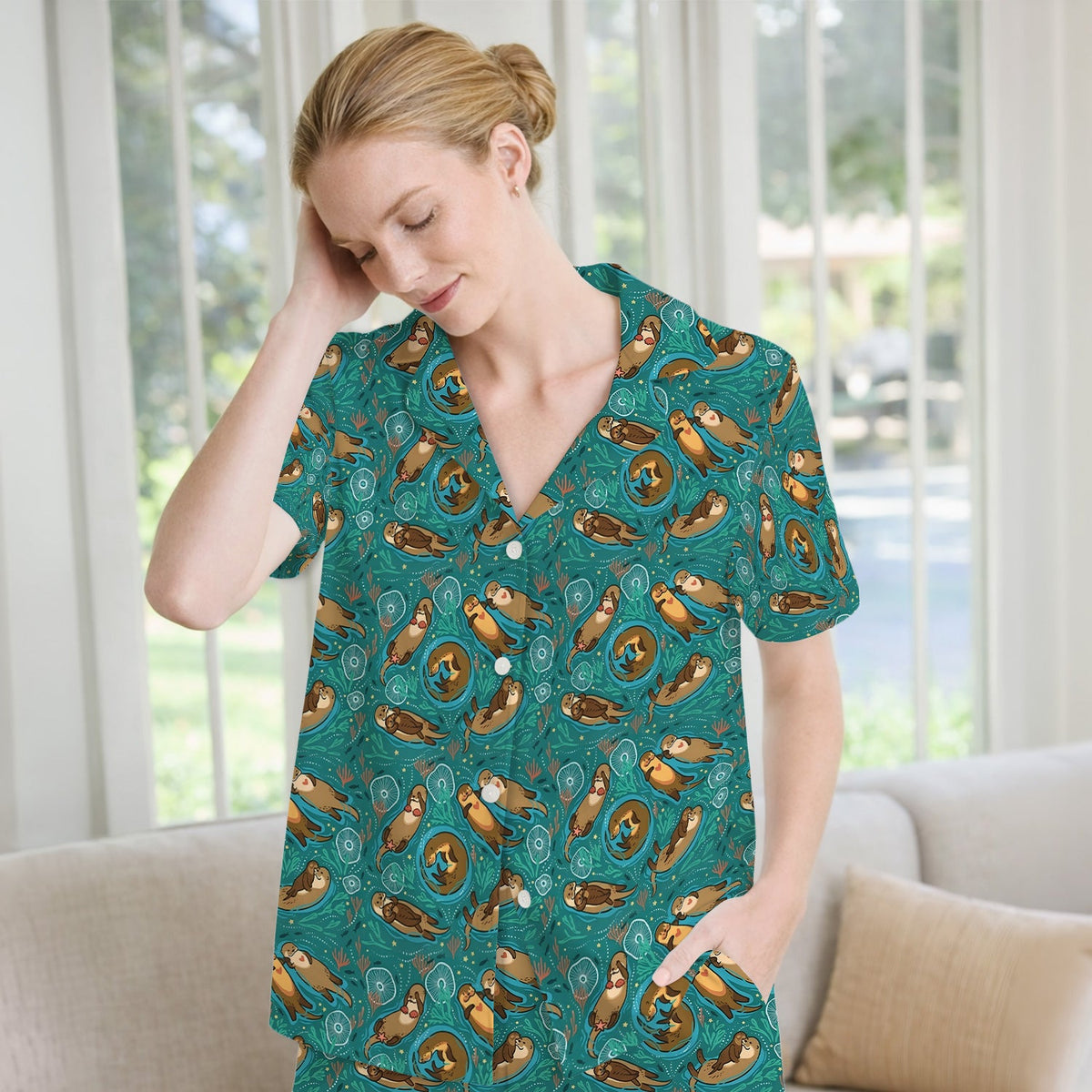 Sea Otter Floating Ocean Pajama Set