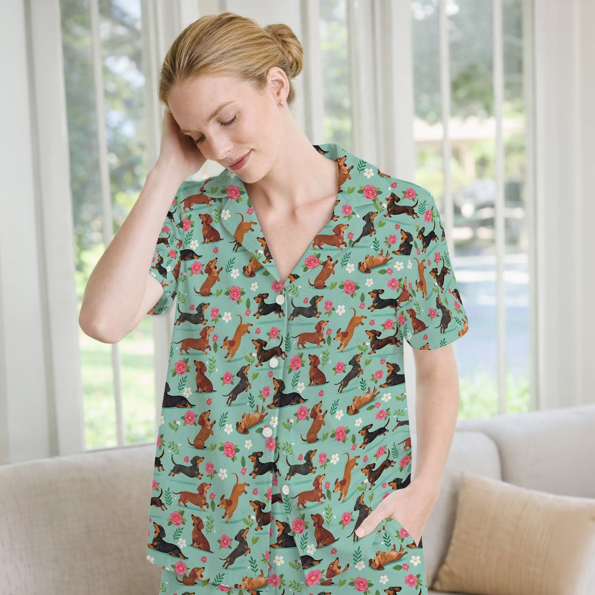 Floral Dachshund Puppy Pajama Set