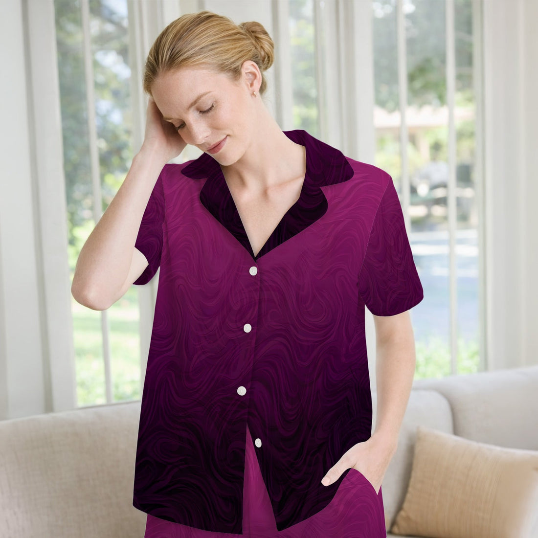 Abstract Swirl Ombre Pajama Set