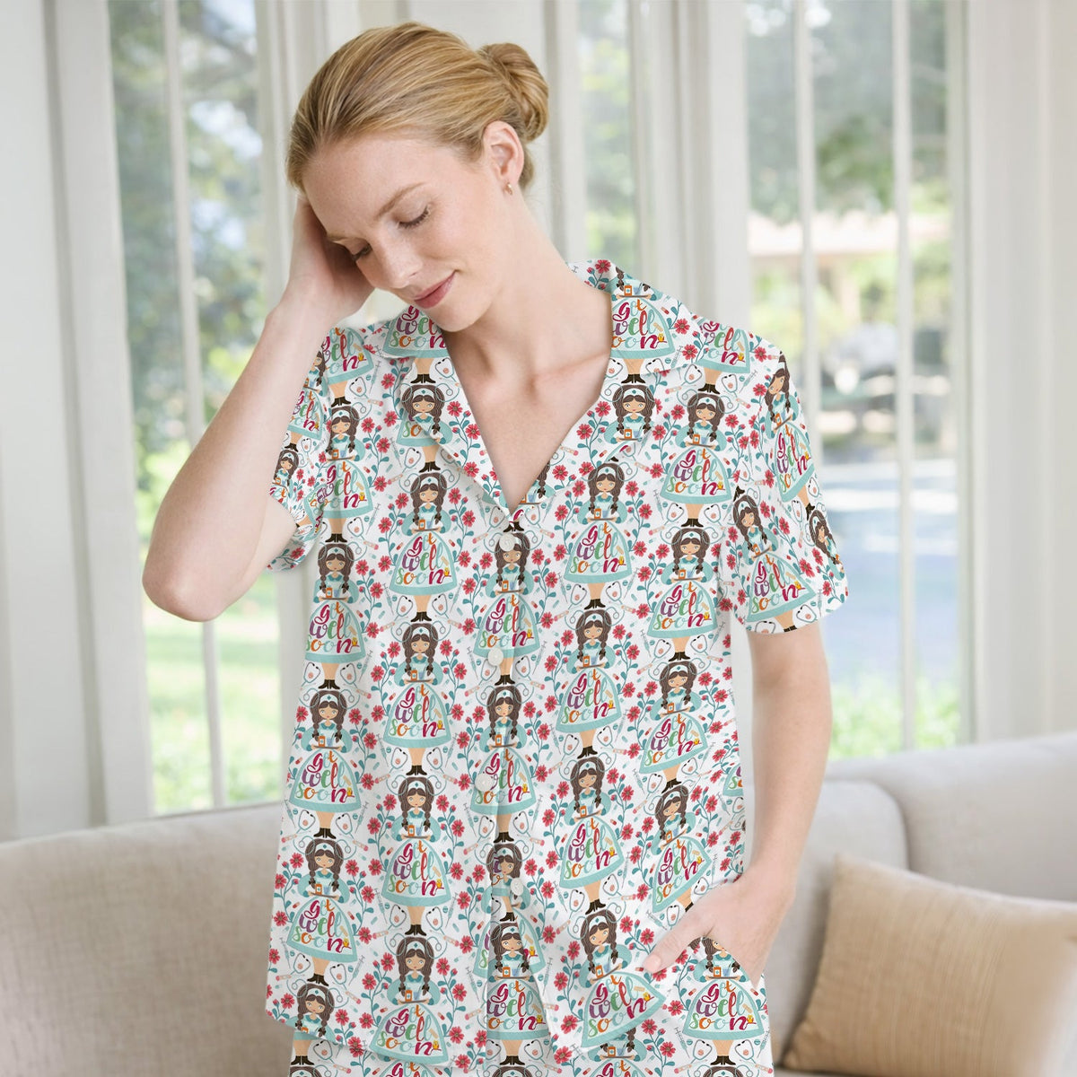 Get Well Soon Girl Floral Pajama Set