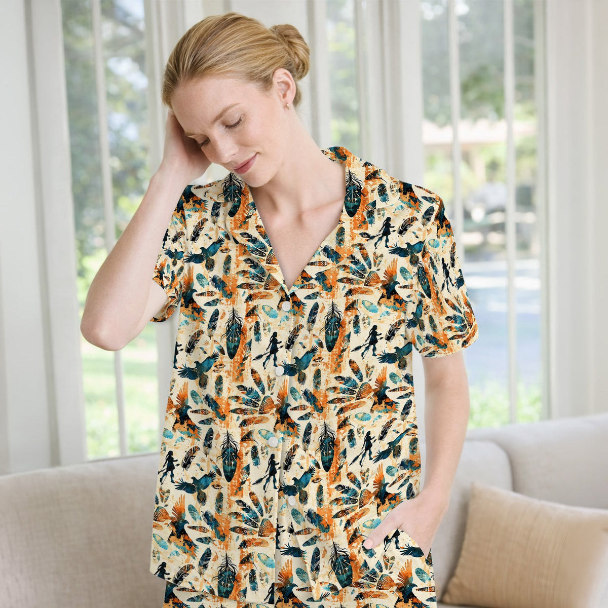 Feather Birds Tribal Pajama Set