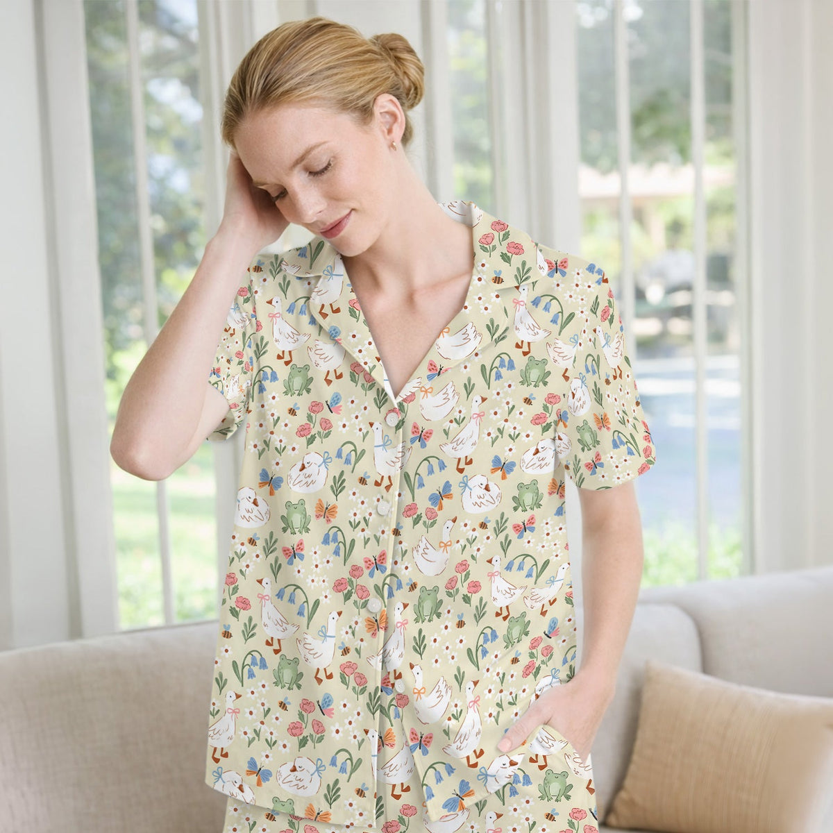 Goose Frog Garden Pajama Set