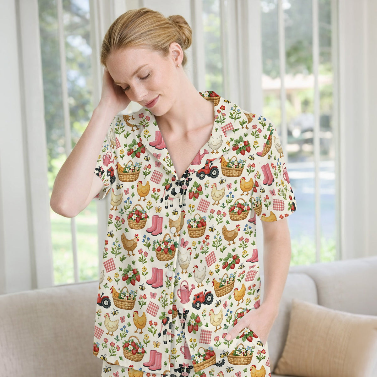 Whimsical Farm Animals Garden Pajama Set
