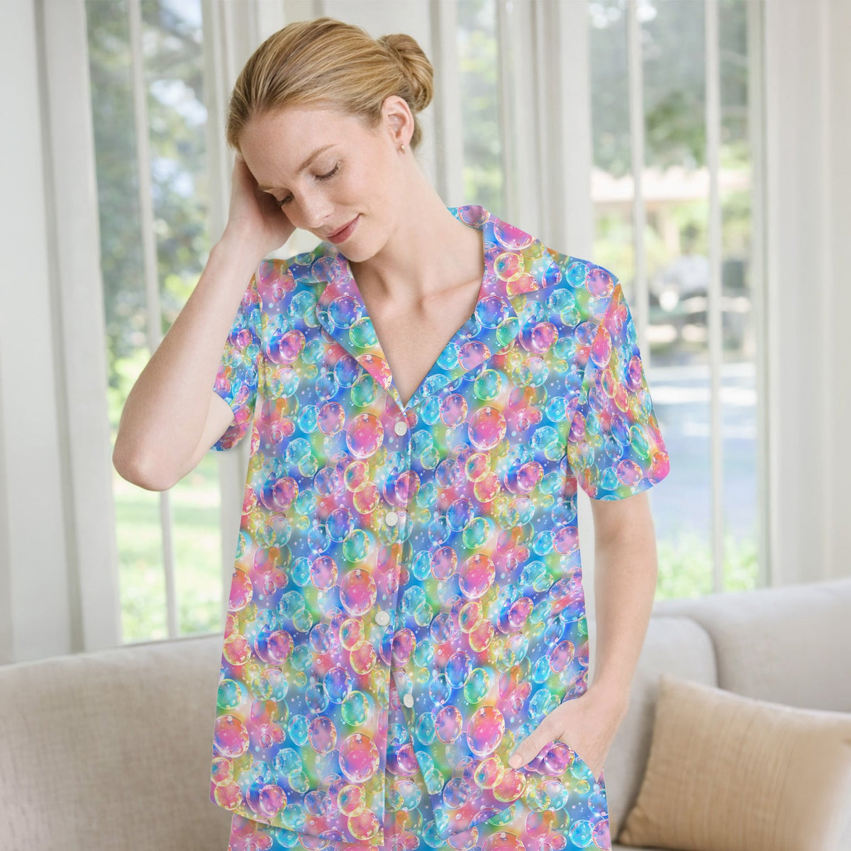 Colorful Floating Soap Bubble Pajama Set