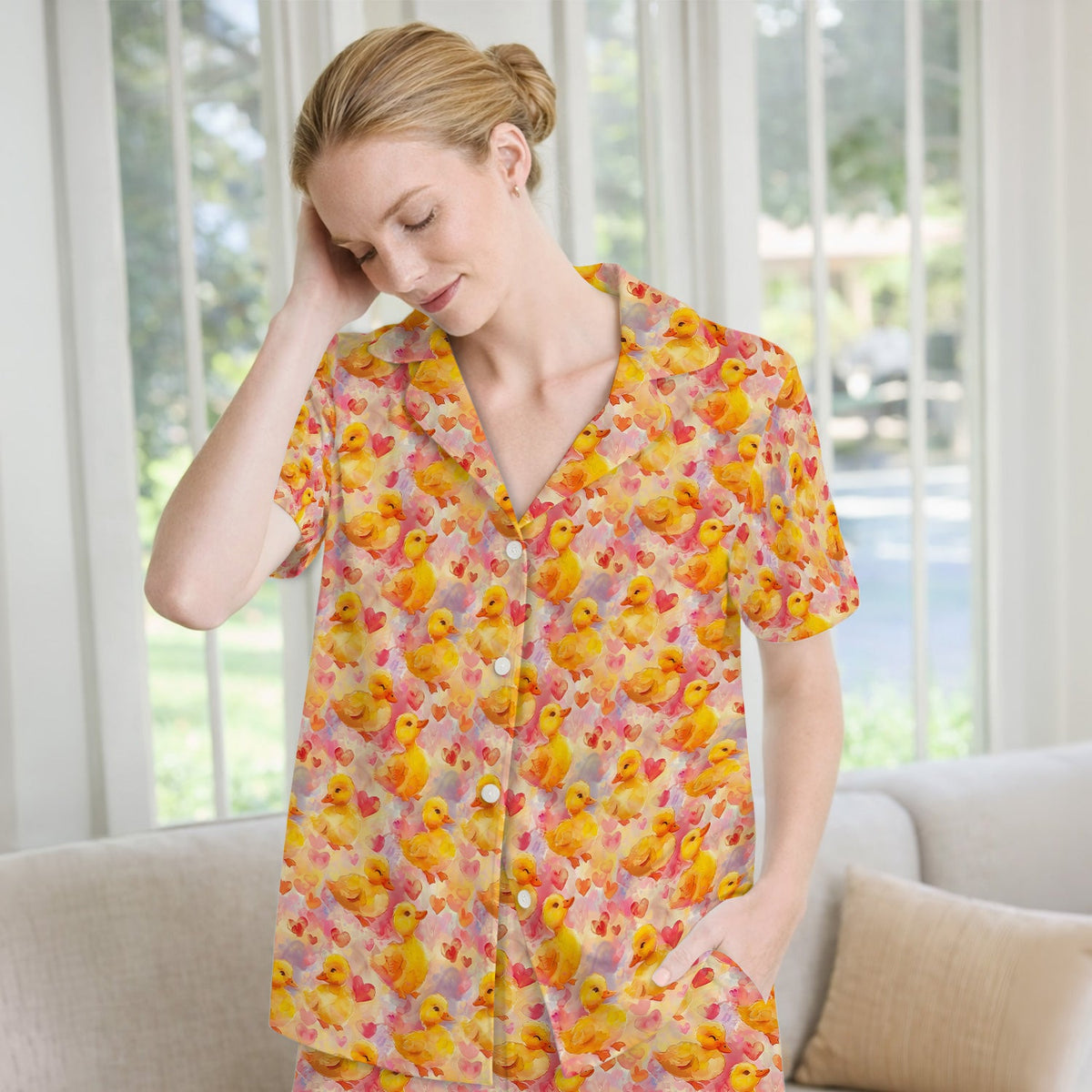 Duck Heart Watercolor Nurse Pajama Set