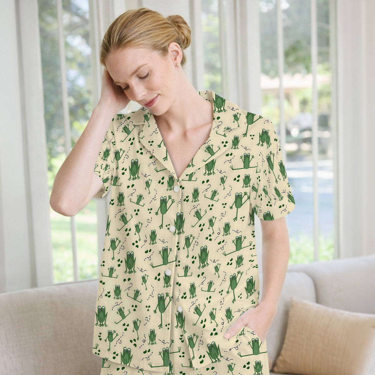 Frog Jumping Footprint Trail Pajama Set