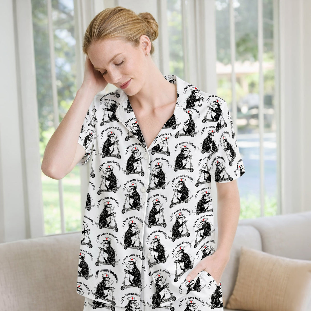 Opossum Riding Scooter Pajama Set