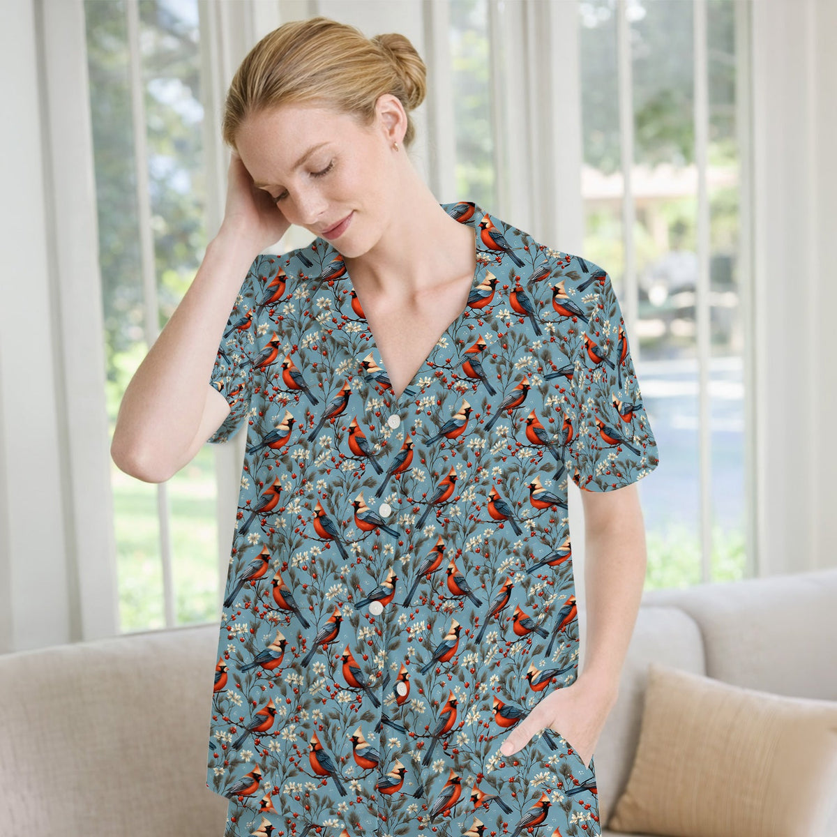 Cardinal Berry Blossom Nurse Pajama Set