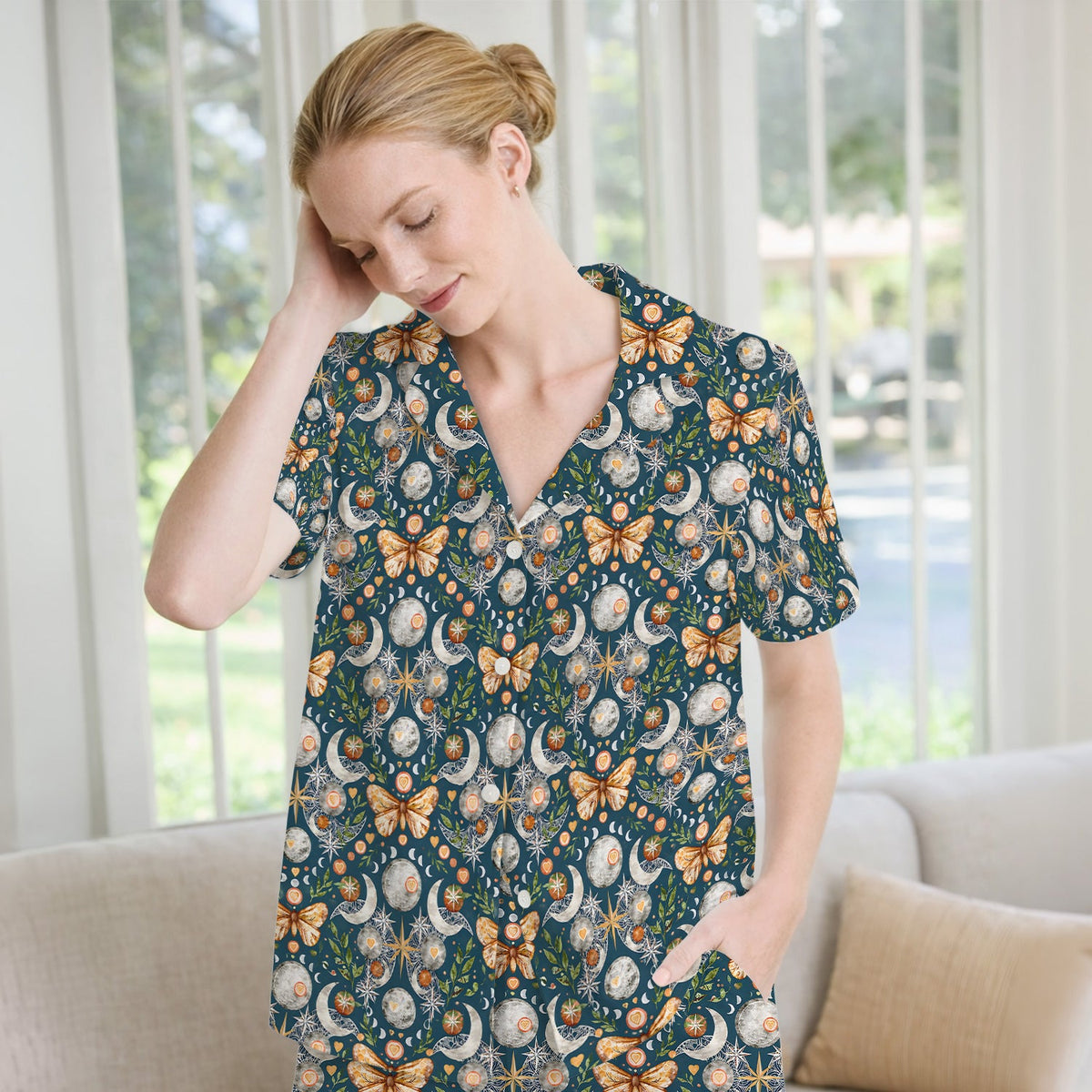 Celestial Butterfly Moonlight Nurse Pajama Set