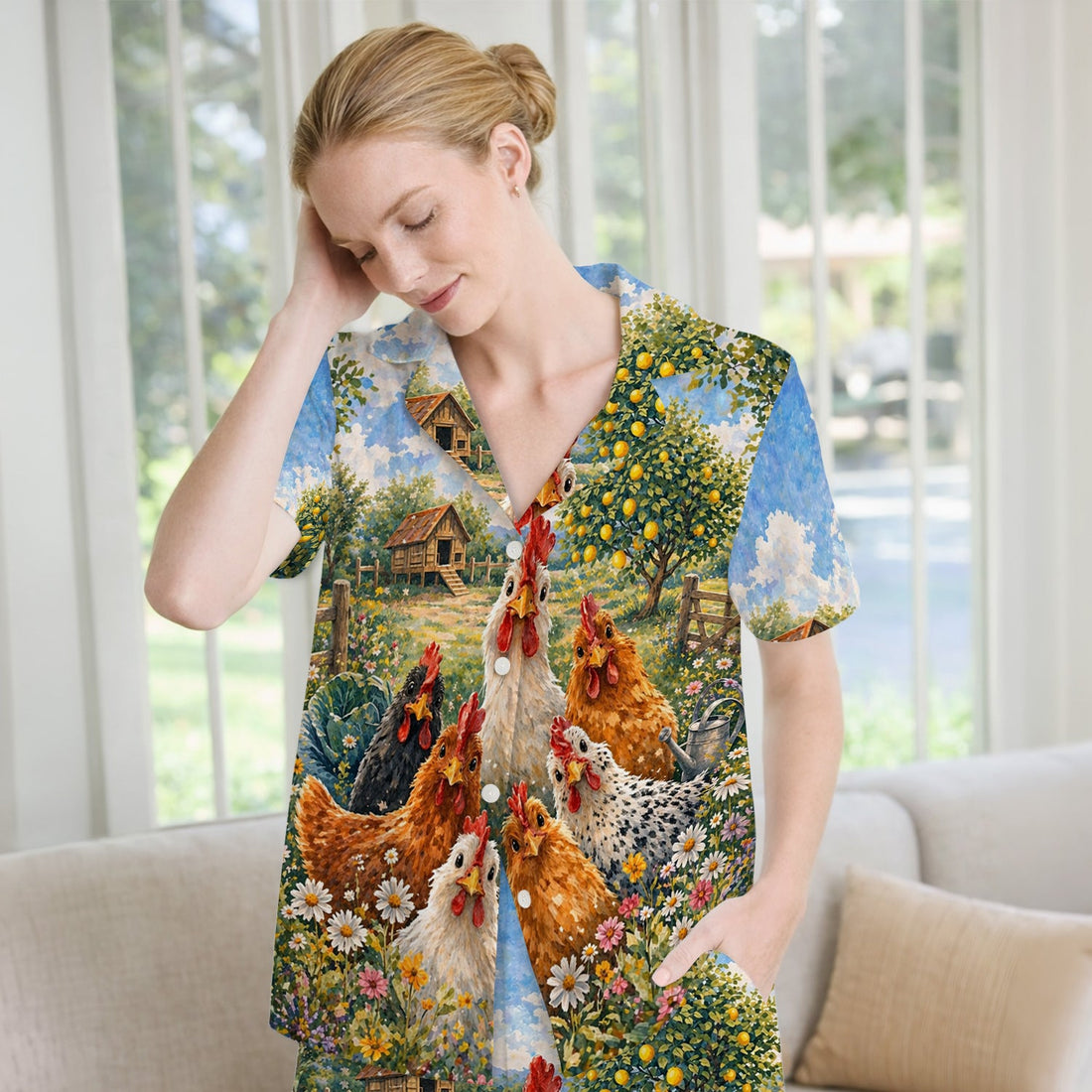 Rustic Chicken Farm Garden Pajama Set