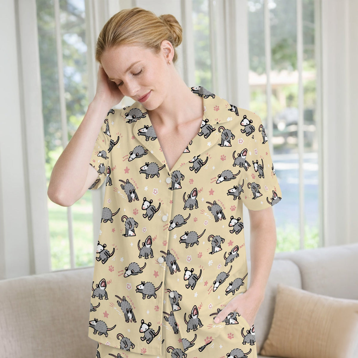Cartoon Opossum Pajama Set