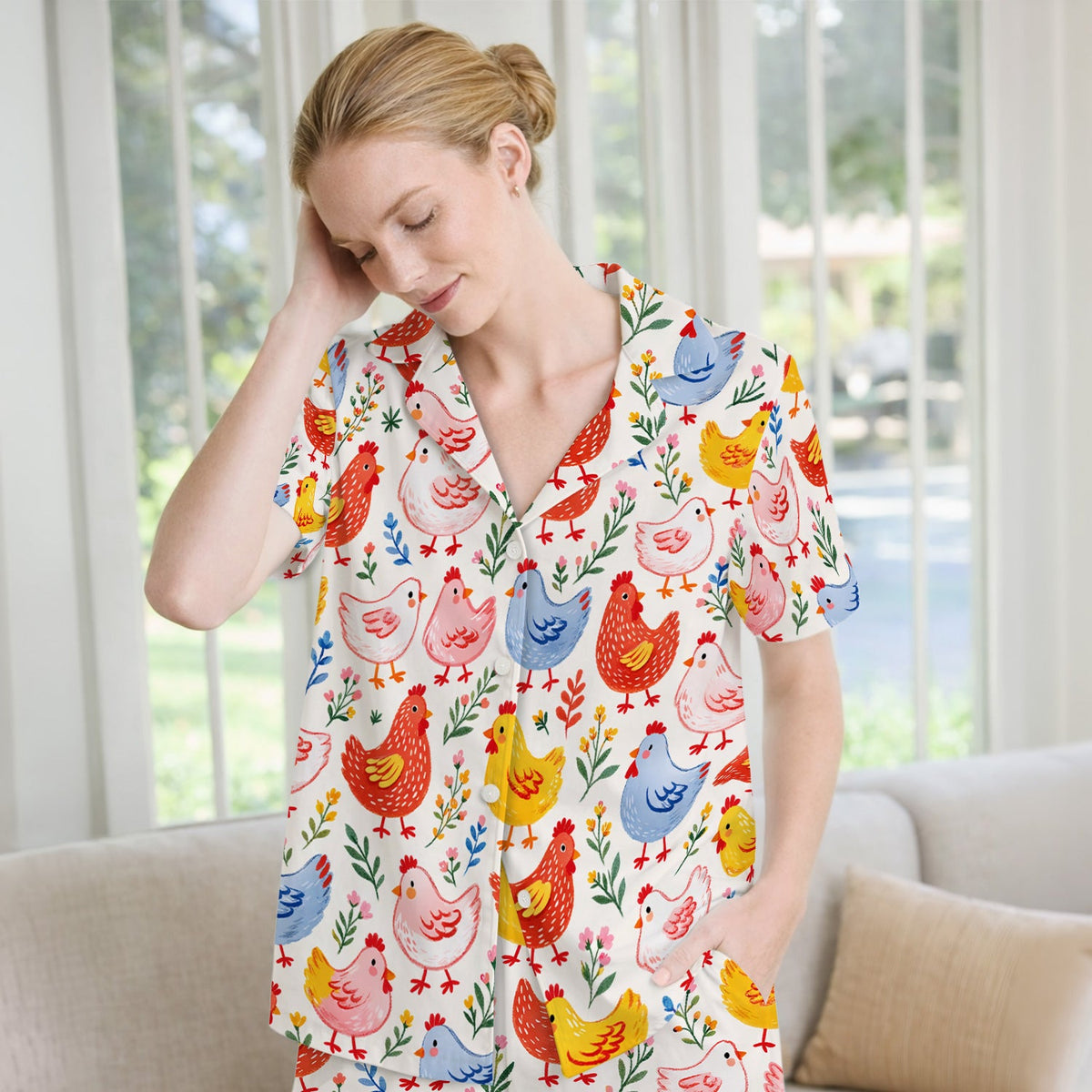 Fun Cartoon Hen Pajama Set