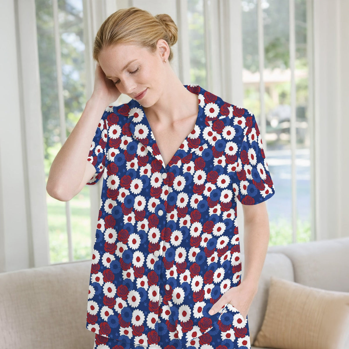 Daisy Rose Floral Nurse Pajama Set