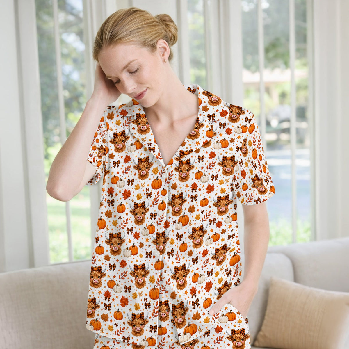 Fall Highland Cow Pajama Set
