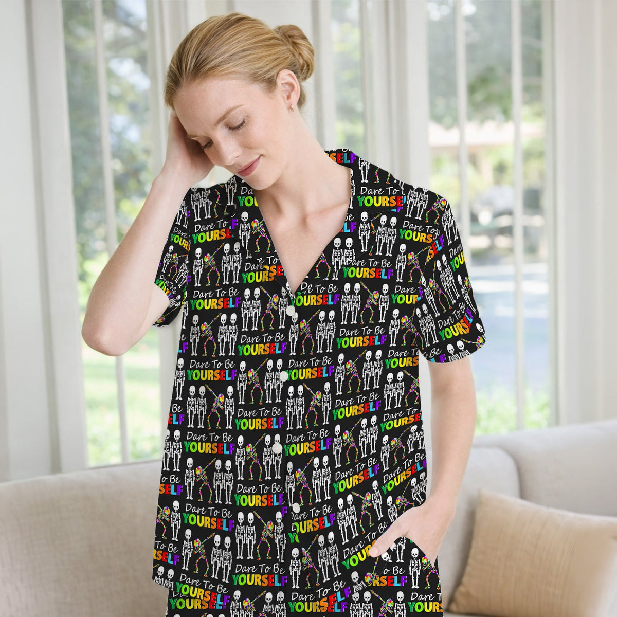 Rainbow Skeleton Dare To Be Yourself Pajama Set