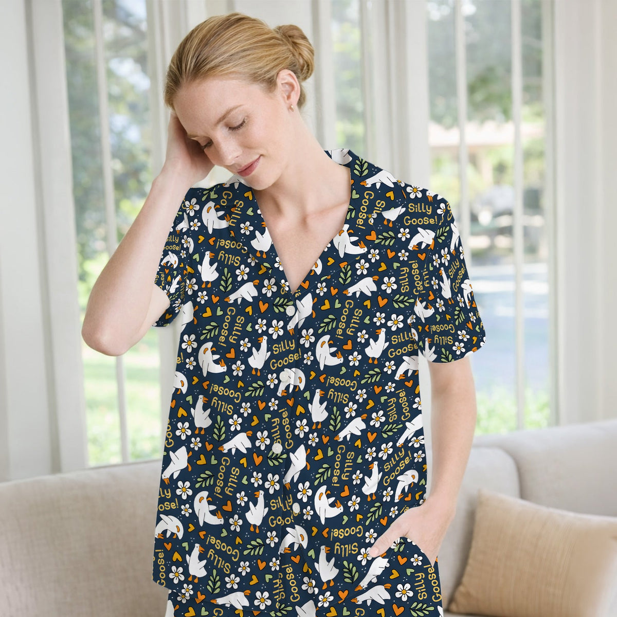 Silly Goose Floral Pajama Set