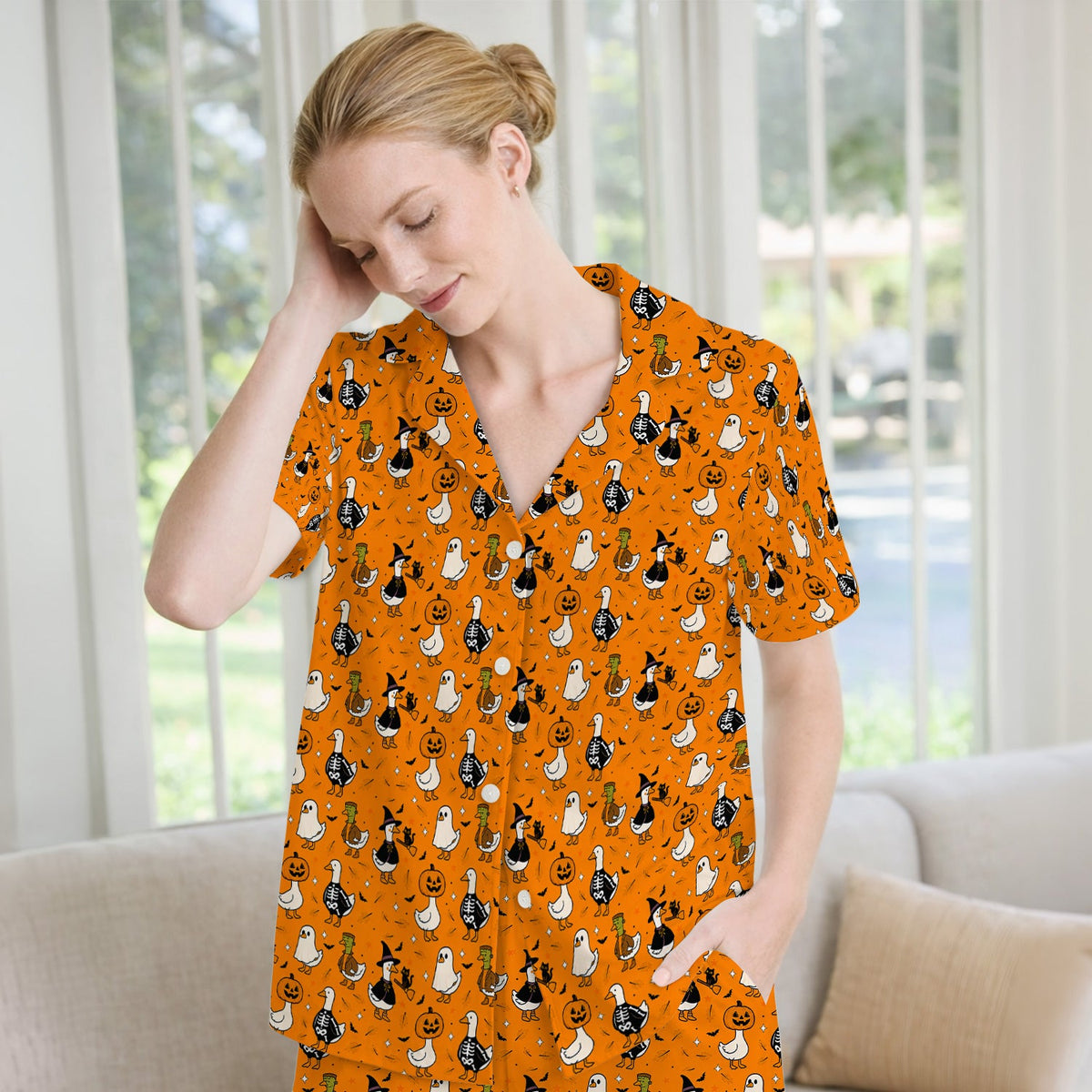 Spooky Halloween Goose Pajama Set