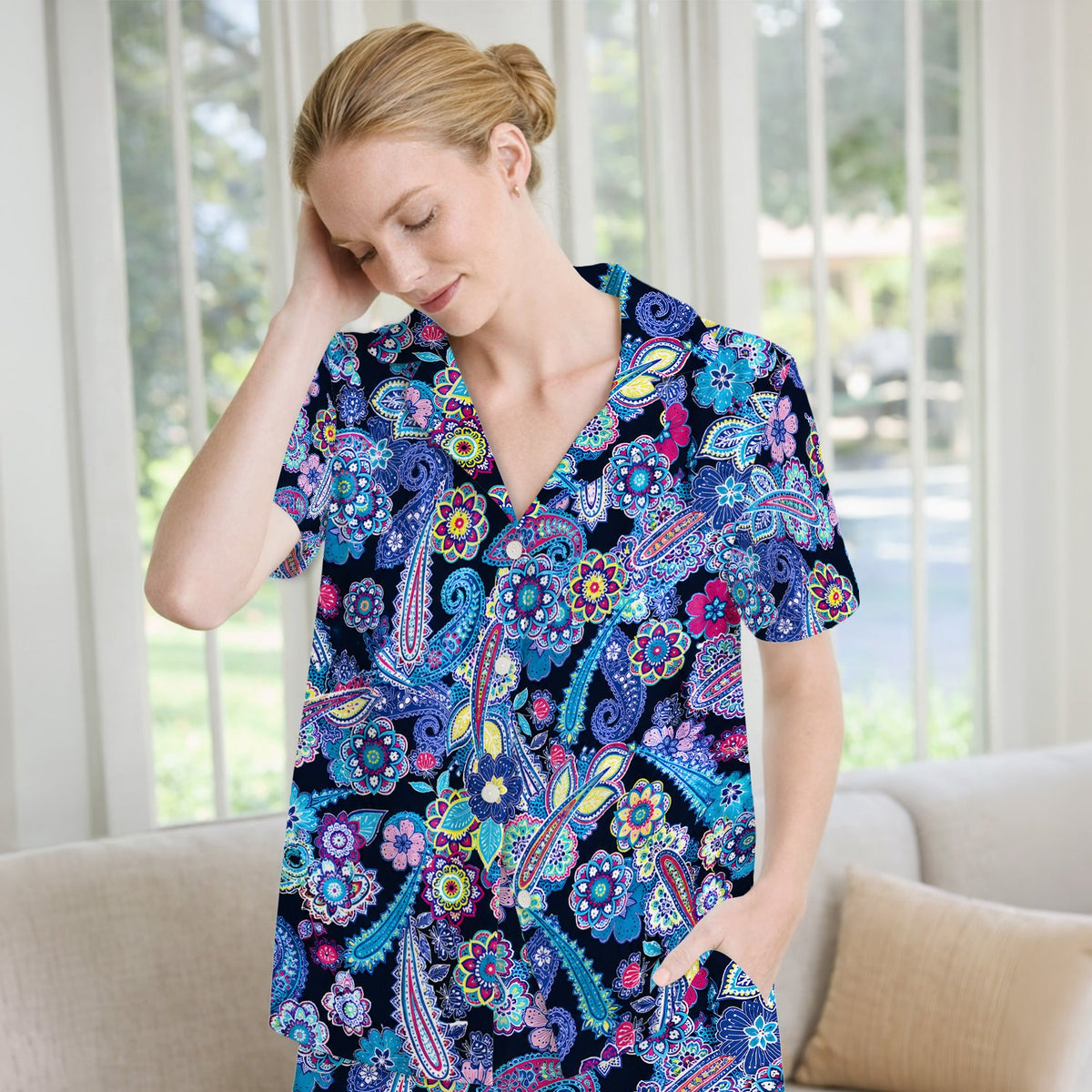 Vibrant Paisley Floral Pajama Set