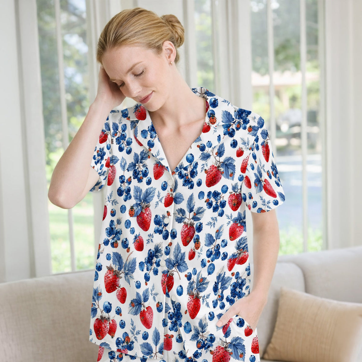 Strawberry Blueberry Ladybug Nurse Pajama Set