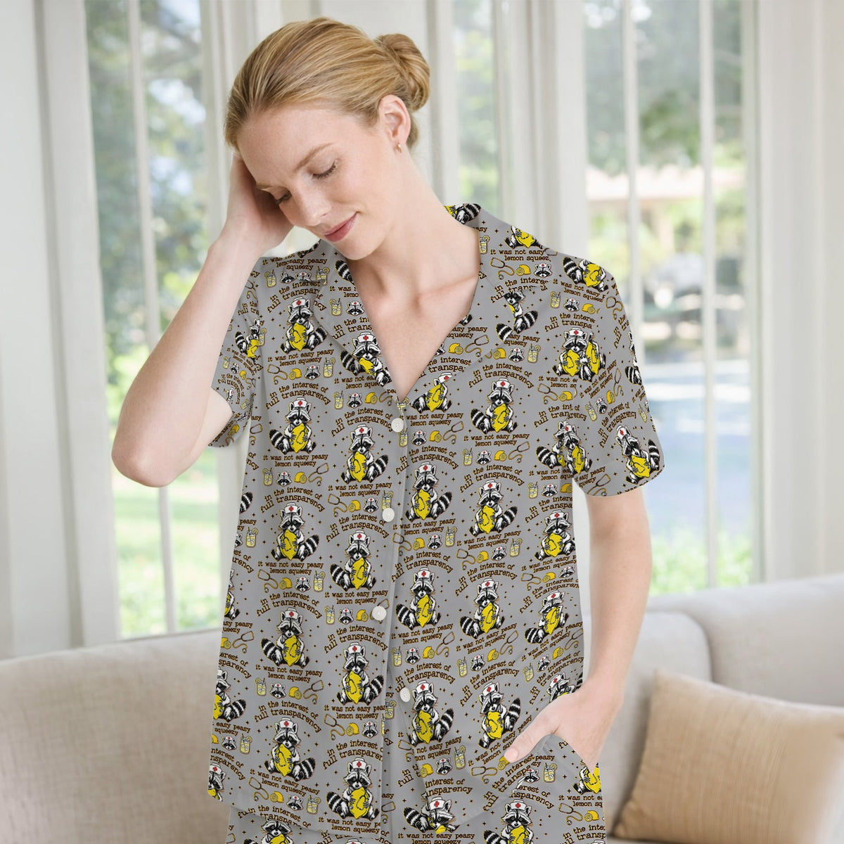 Raccoon Lemon Quote Pajama Set