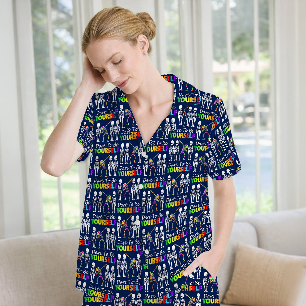 Rainbow Skeleton Dare To Be Yourself Pajama Set
