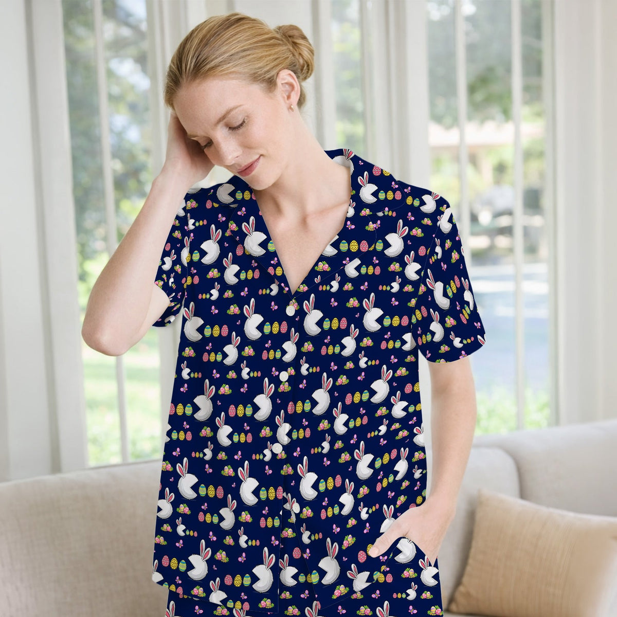 Personalized Easter Bunny Colorful Eggs Pajama Set