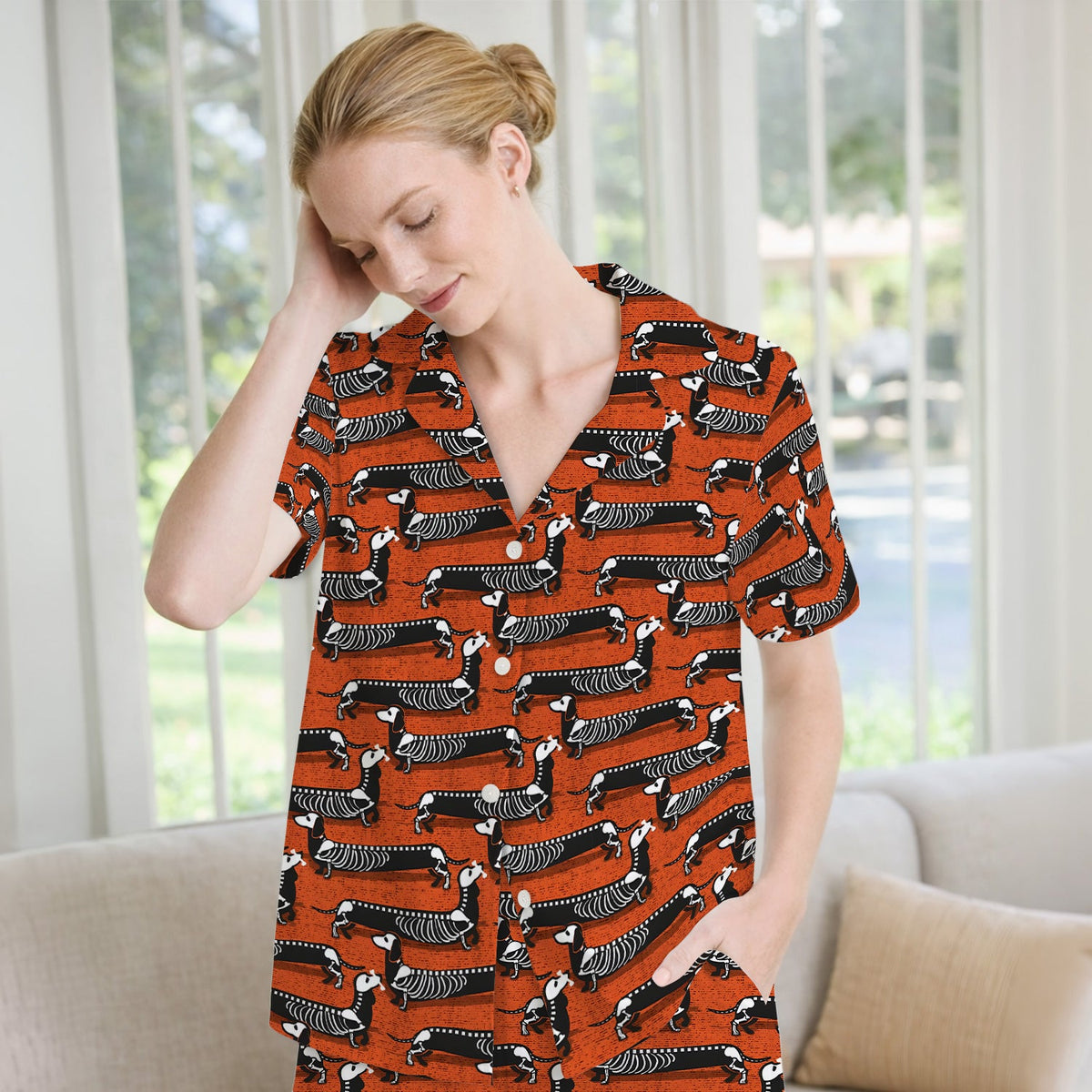 X-Ray Dachshund Skeleton Pajama Set