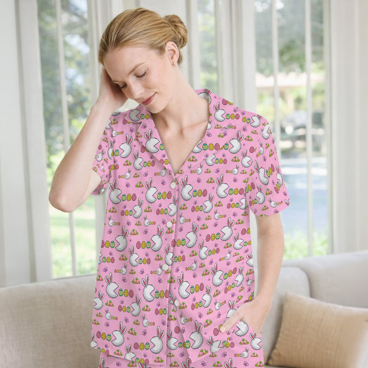 Personalized Easter Bunny Colorful Eggs Pajama Set