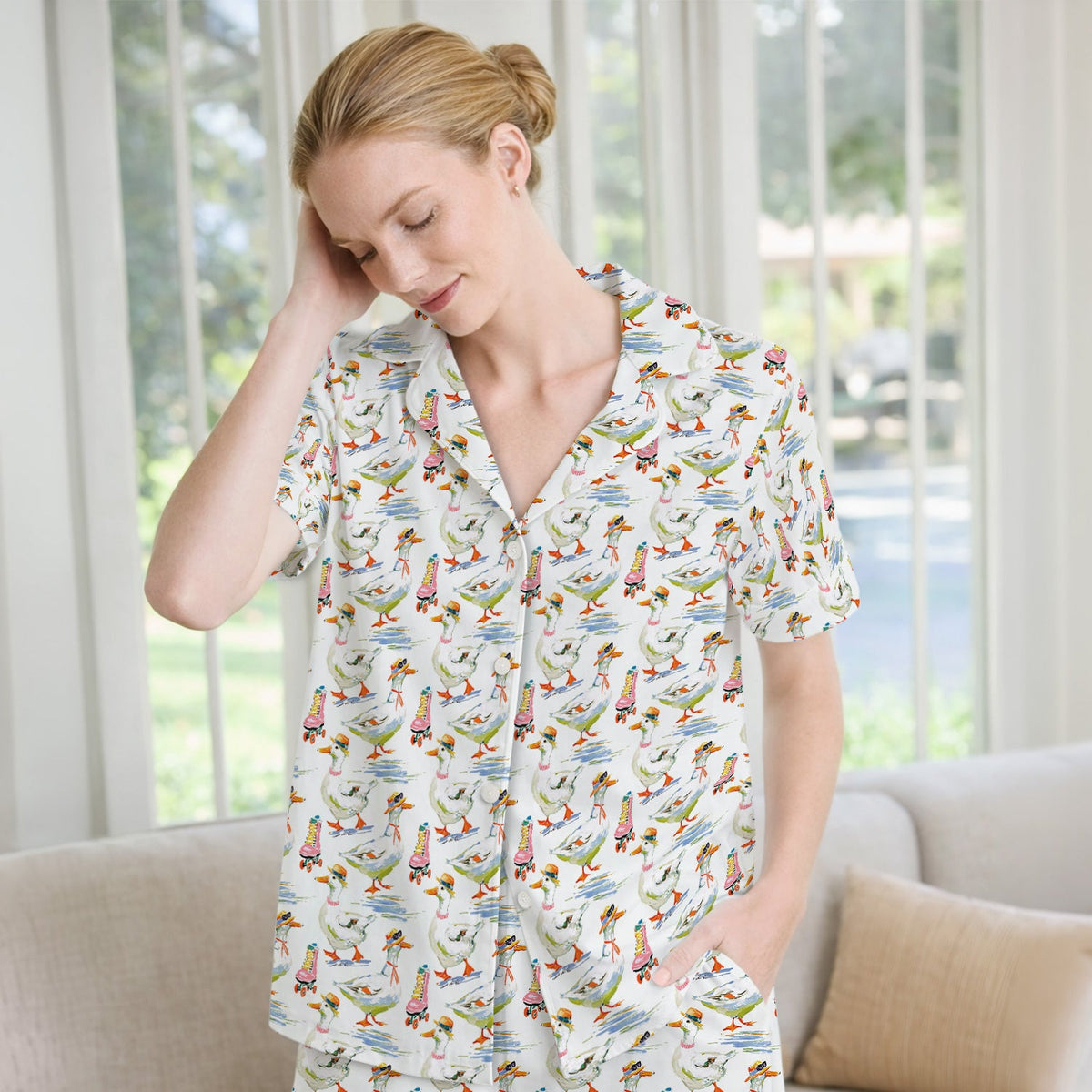 Roller Skating Goose Pajama Set