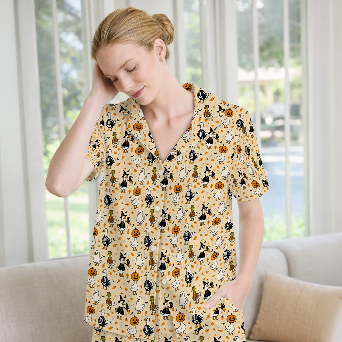 Spooky Halloween Goose Pajama Set