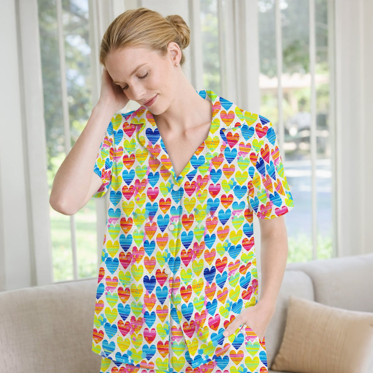 Rainbow Heart Nurse Pajama Set