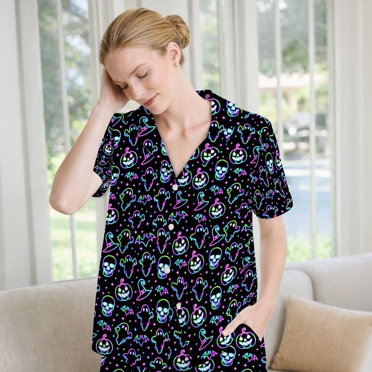 Pumpkin Skull Spooky Pajama Set