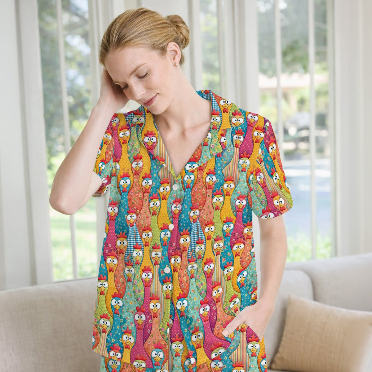 Farm Chicken Cartoon Pajama Set