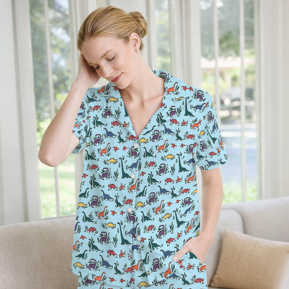 Dinosaur Leafy Garden Nurse Pajama Set