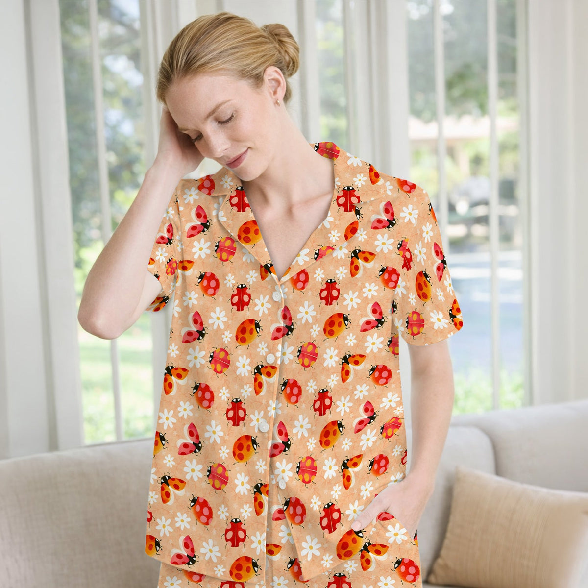 Ladybug Daisy Floral Pajama Set