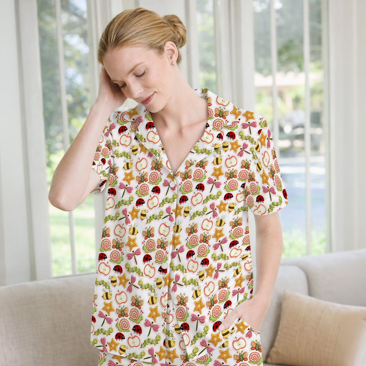 Snail Ladybug Caterpillar Apple Garden Pajama Set