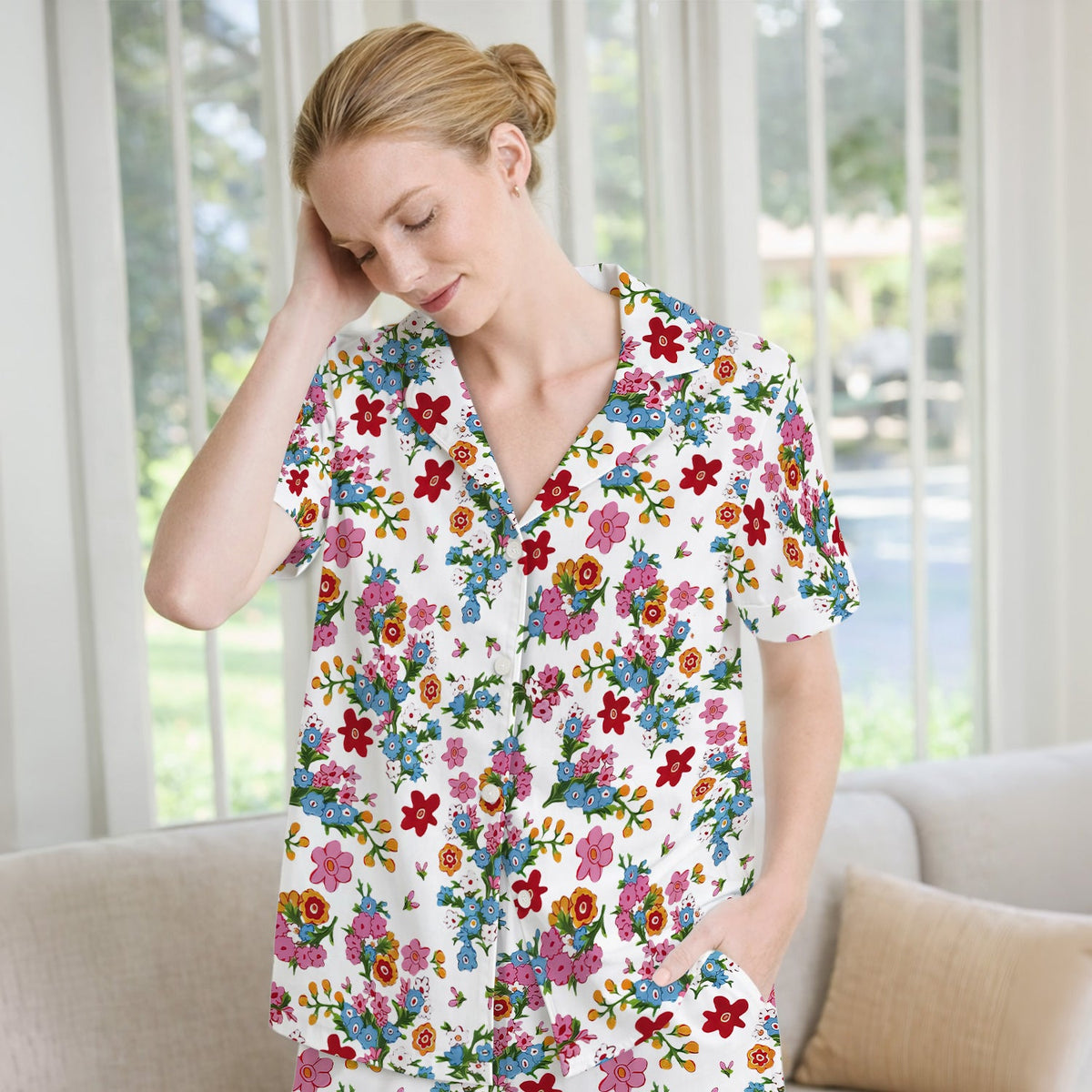 Vintage Floral Bouquet Nurse Pajama Set