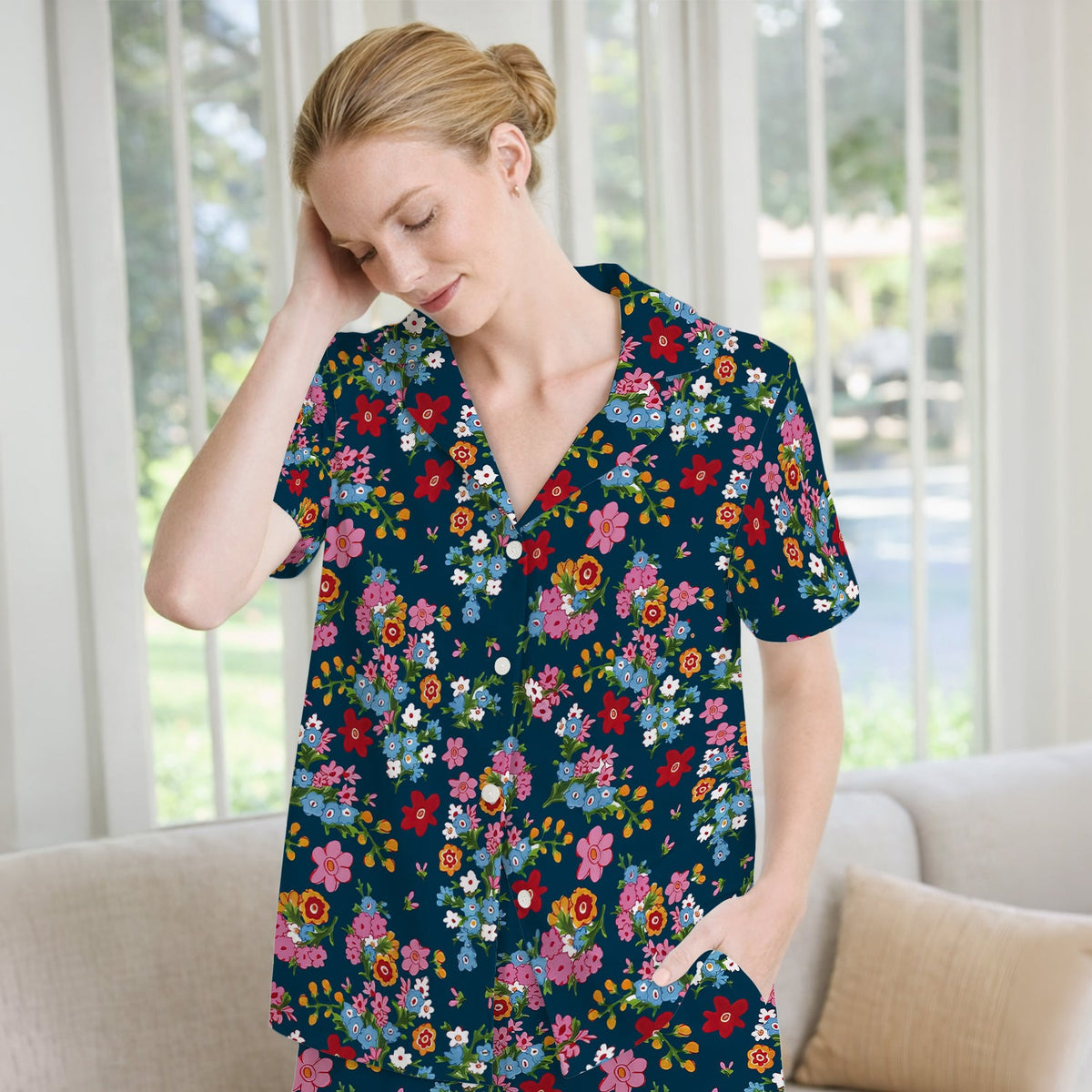 Vintage Floral Bouquet Nurse Pajama Set