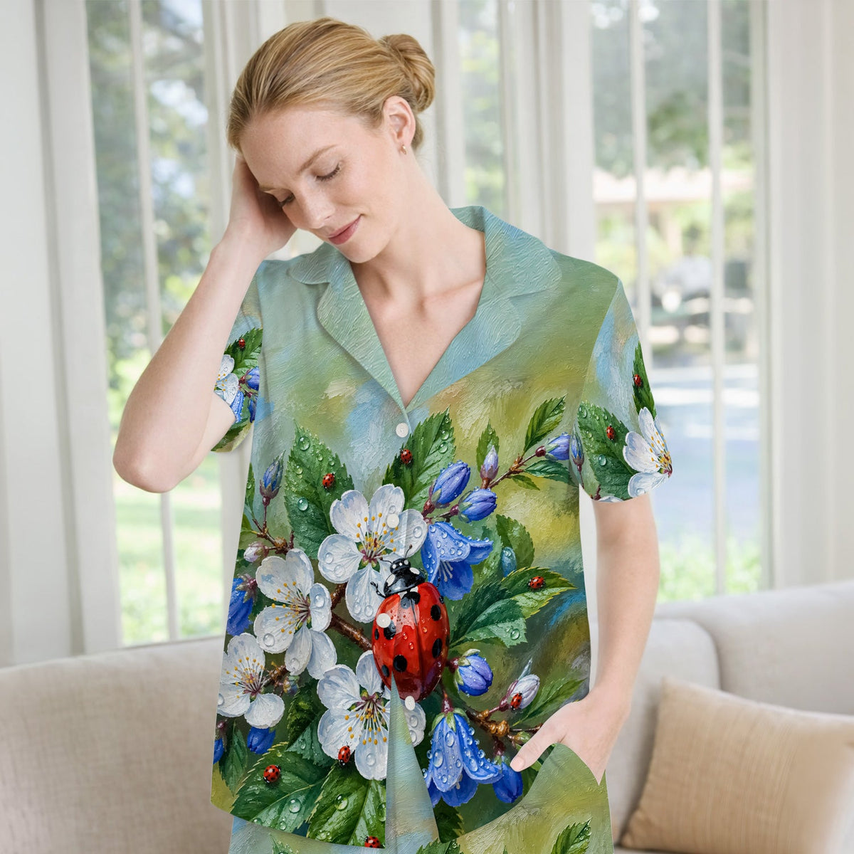 Ladybug Blossom Garden Pajama Set