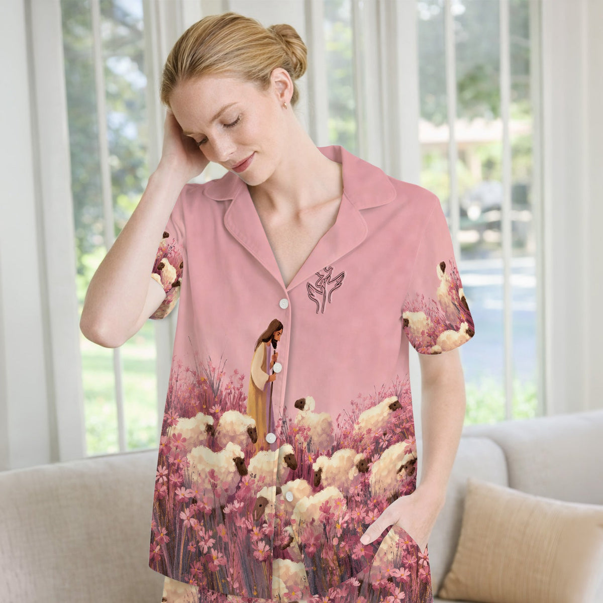 Christian Shepherd With Lambs Pajama Set