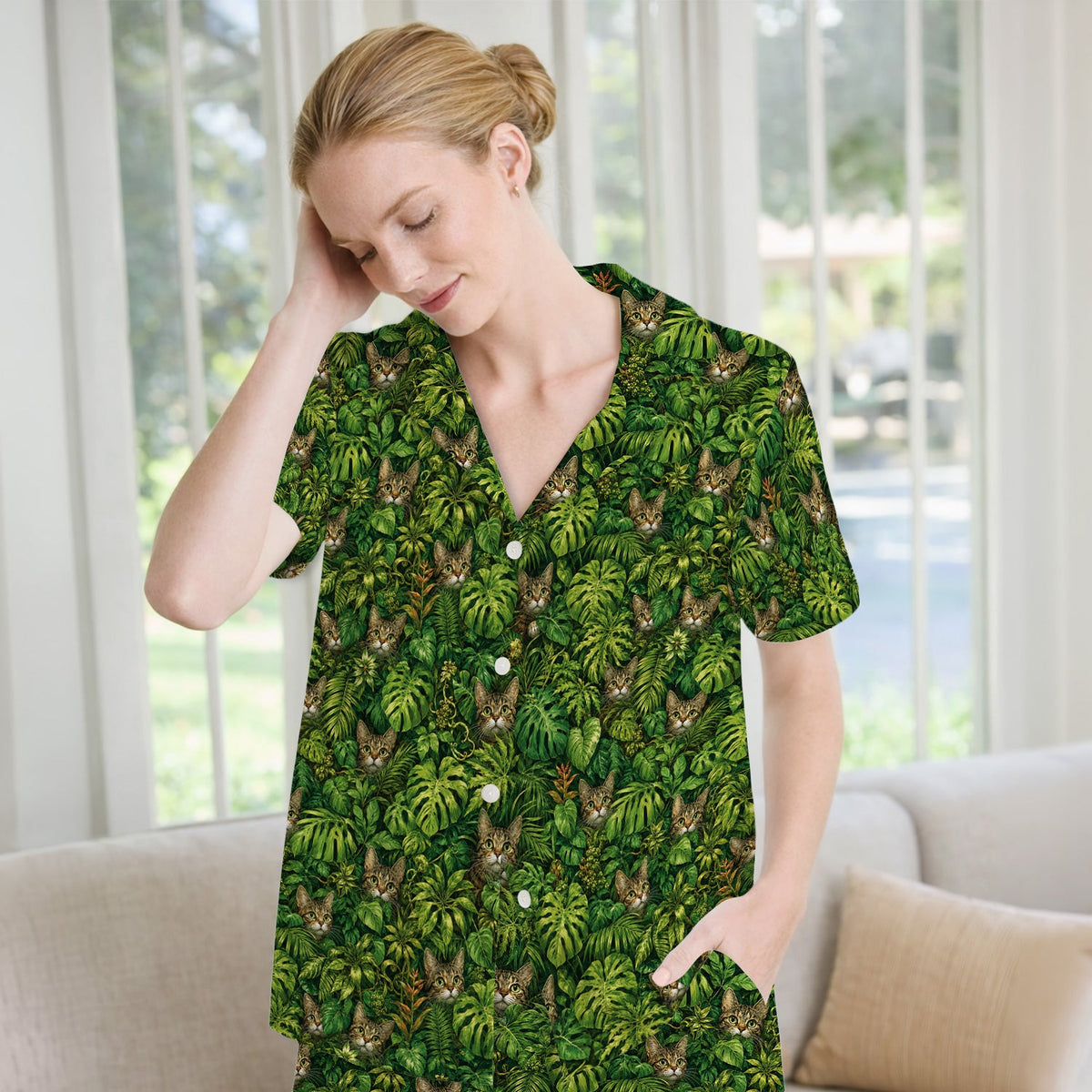 Hidden Jungle Cat Veterinary Nurse Pajama Set