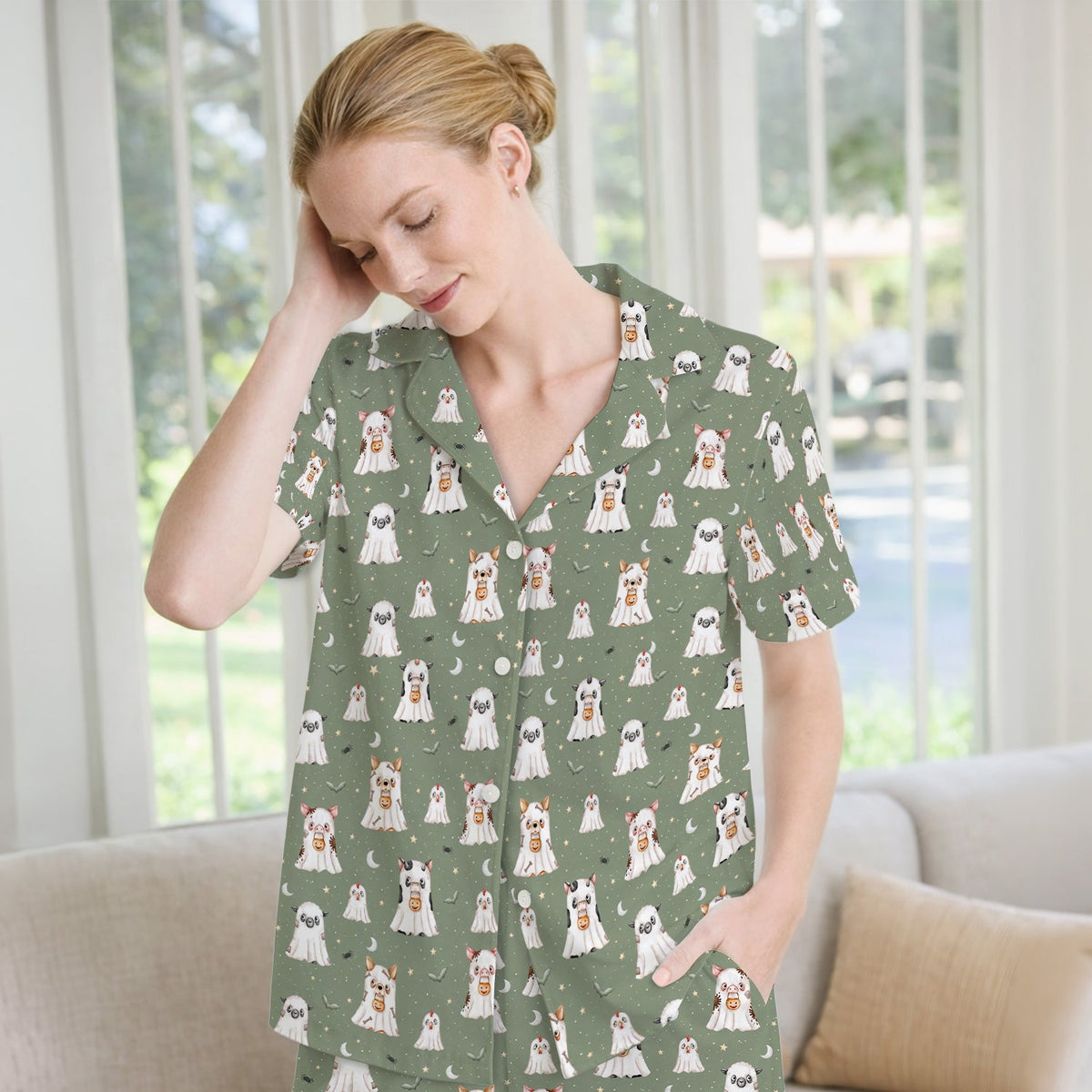 Spooky Farm Animal Ghost Pajama Set