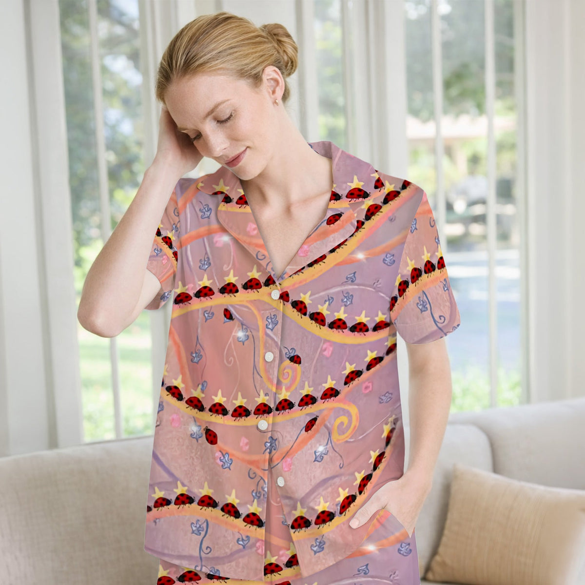 Ladybug Star Vine Swirl Pajama Set