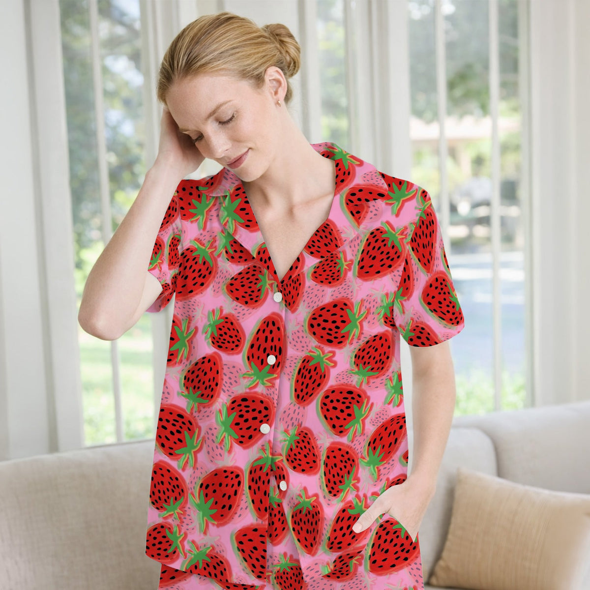 Pink Strawberry Pajama Set
