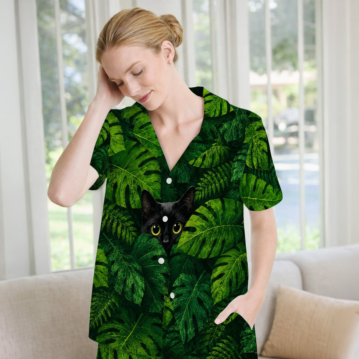 Hidden Black Cat Pajama Set