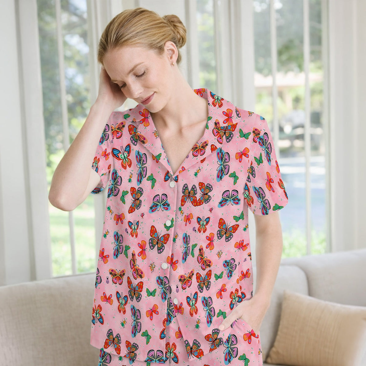 Colorful Butterfly Garden Pajama Set