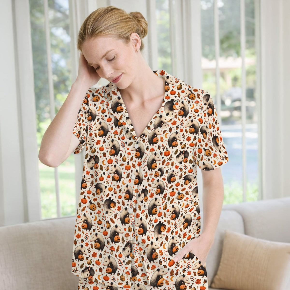 Opossum Pumpkin Patch Pajama Set - Halloween Gift For Nurse