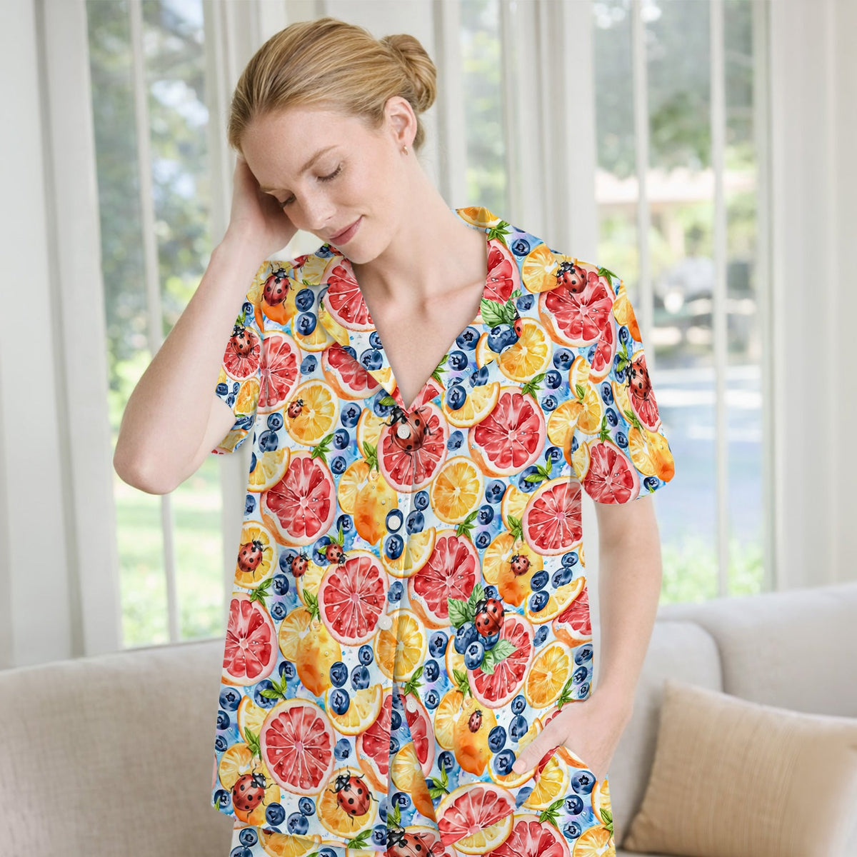 Citrus Berry Ladybug Nurse Pajama Set